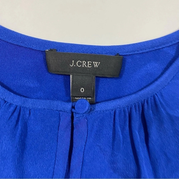 J Crew Silk Bell Sleeve Blouse Blue Keyhole Size 0 - Picture 4 of 6